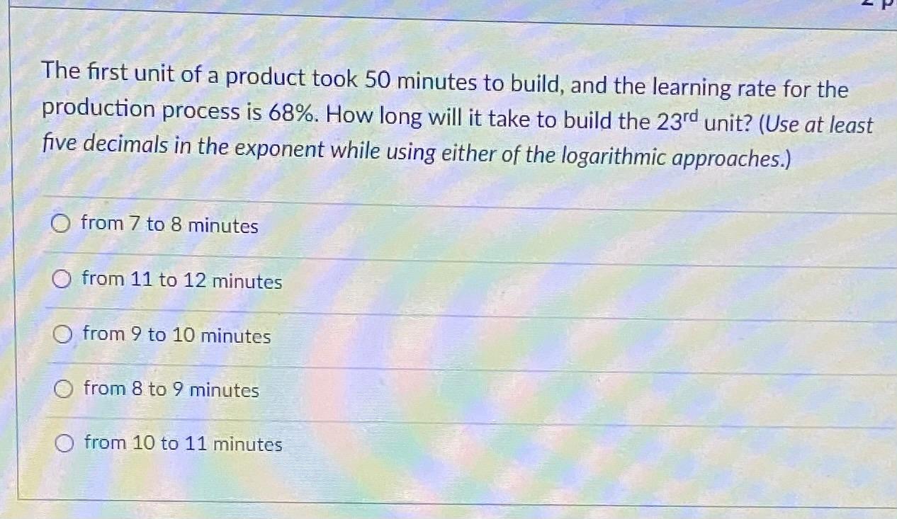 The first unit of a product took 50 minutes to