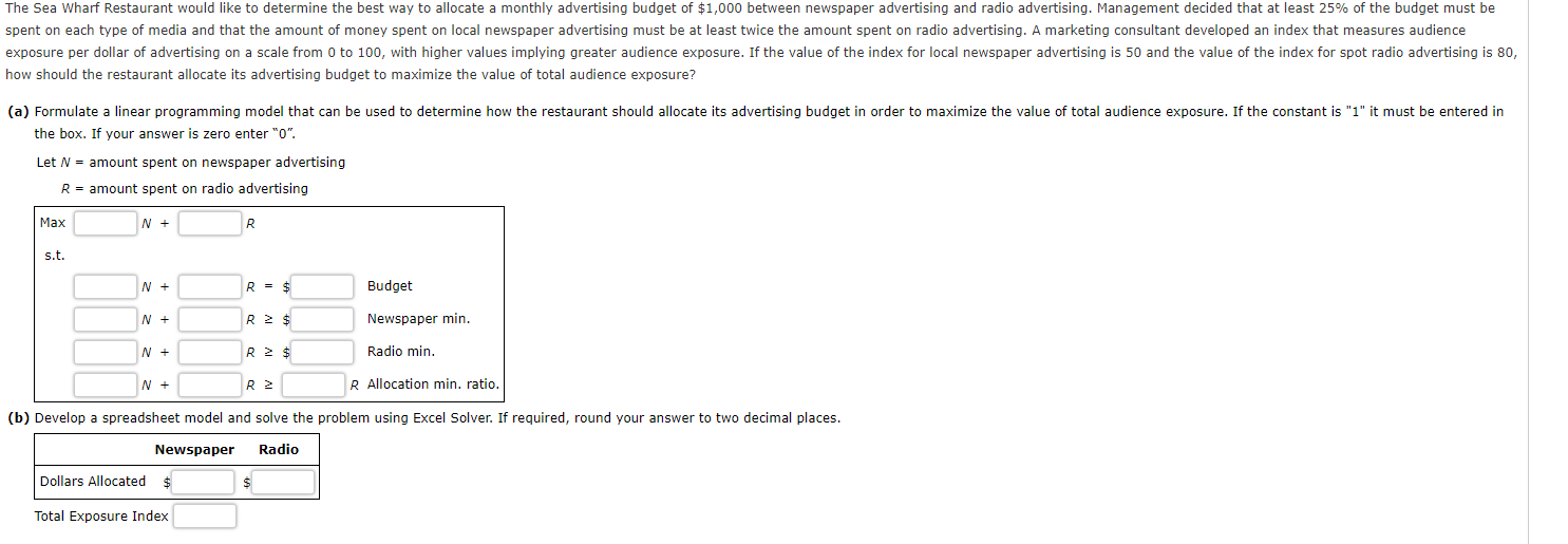 The Sea Wharf Restaurant would like to determine