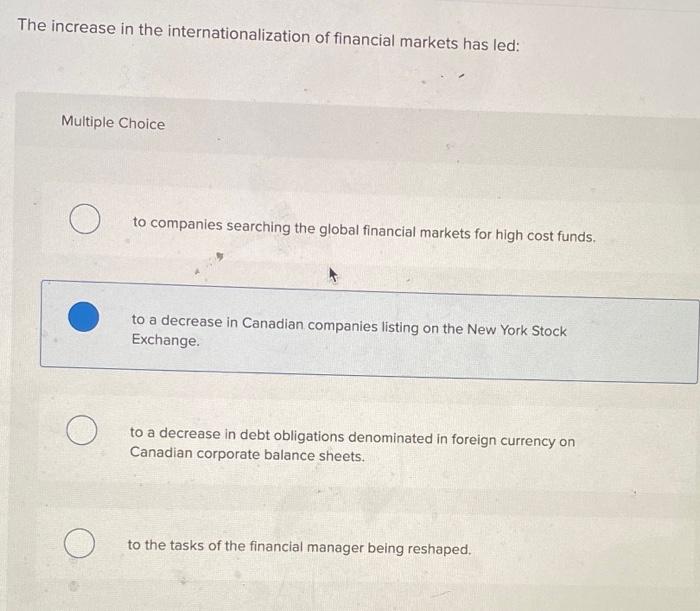 right answer The increase in the