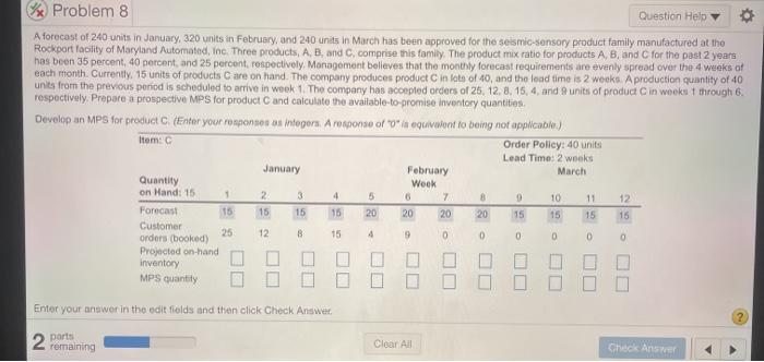 please help me with all of the blankes Problem 8
