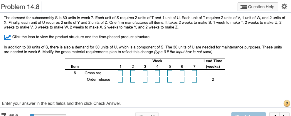 Problem 14.8 Question Help The demand for