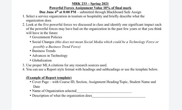 MRK 233 - Spring 2021 Powerful Forces Assignment