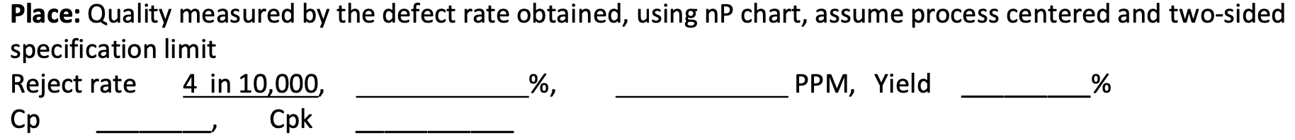 Place: Quality measured by the defect rate