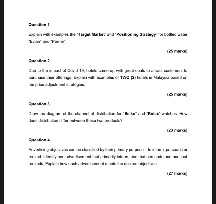 Question 1 Explain with examples the "Target
