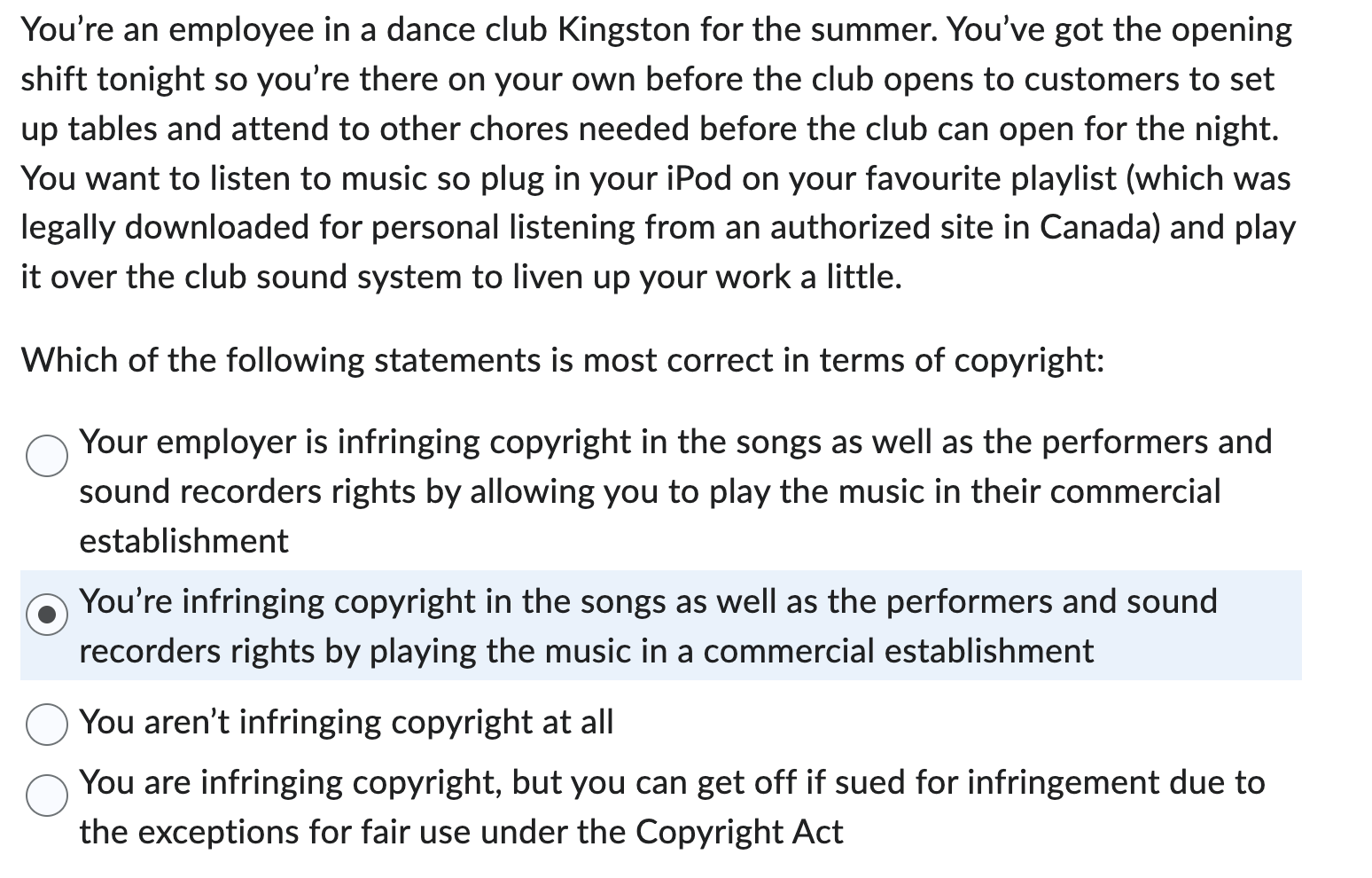 You're an employee in a dance club Kingston for