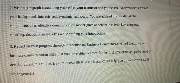 2. Write a paragraph introducing yourself to your