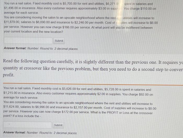please show steps for both! You run a nail salon.