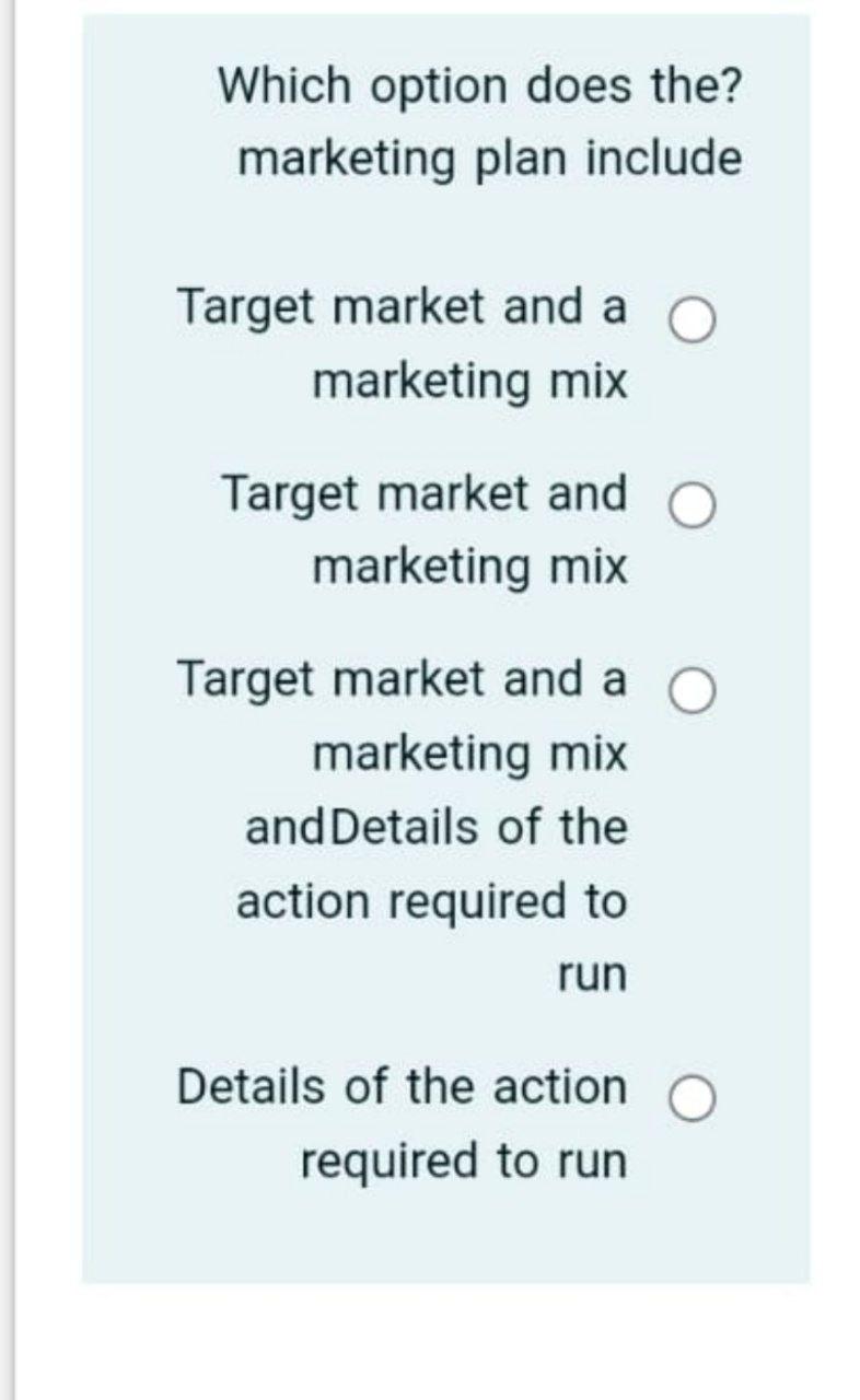 Which option does the? marketing plan include