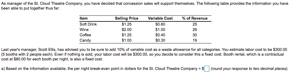 b) Based on the given information, the per night