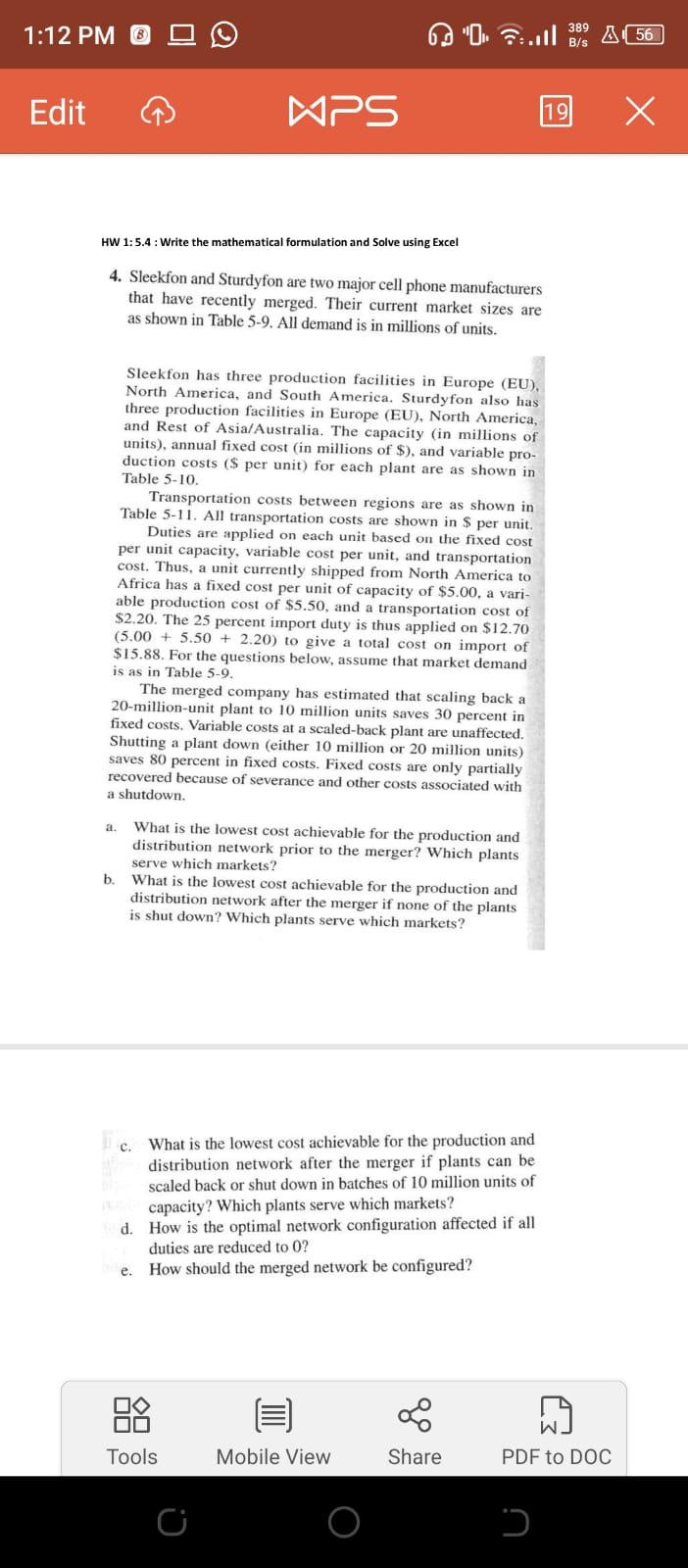 1:12 PM ] 6 389 B/s A56 Edit MPS 19 X HW 1: 5.4 :