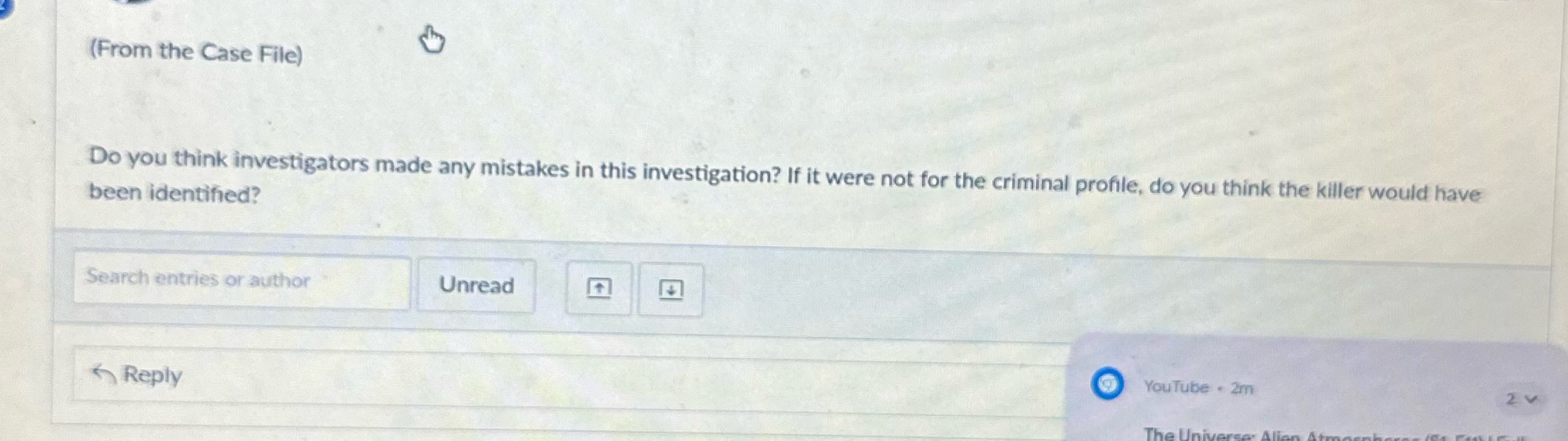 (From the Case File) Do you think investigators