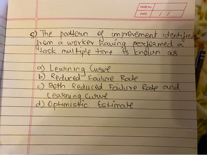 PAGE NO. DATE The pattern of improvement