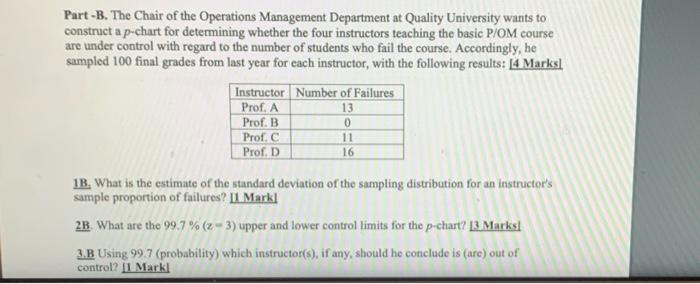 Part -B. The Chair of the Operations Management