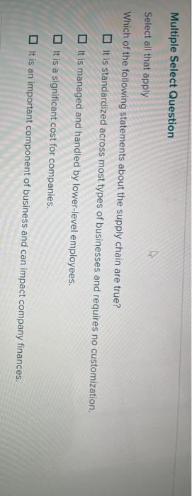 Multiple Select Question Select all that apply