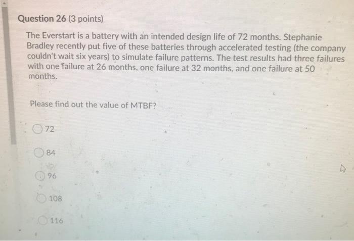 Question 26 (3 points) The Everstart is a battery