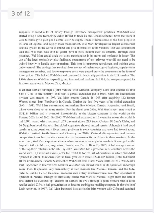 Based on the case study (Wal-Mart in Africa) i