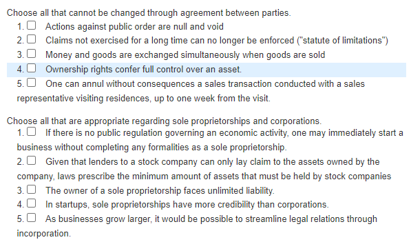 Choose all that cannot be changed through