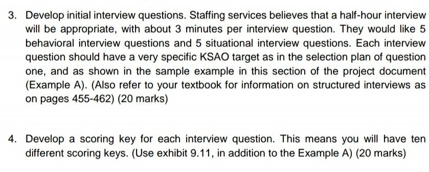 3. Develop initial interview questions. Staffing