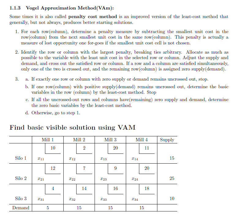 1.1.2 Least-cost method: The least-cost method