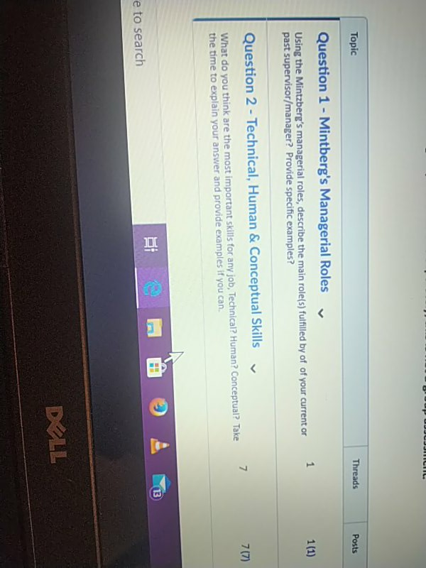 Topic Threads Posts Question 1 - Mintberg's