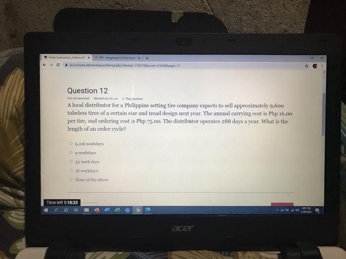 Question 12 A local distributor for a Philippine