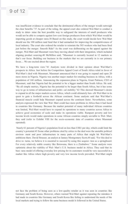 Based on the case study (Wal-Mart in Africa) i