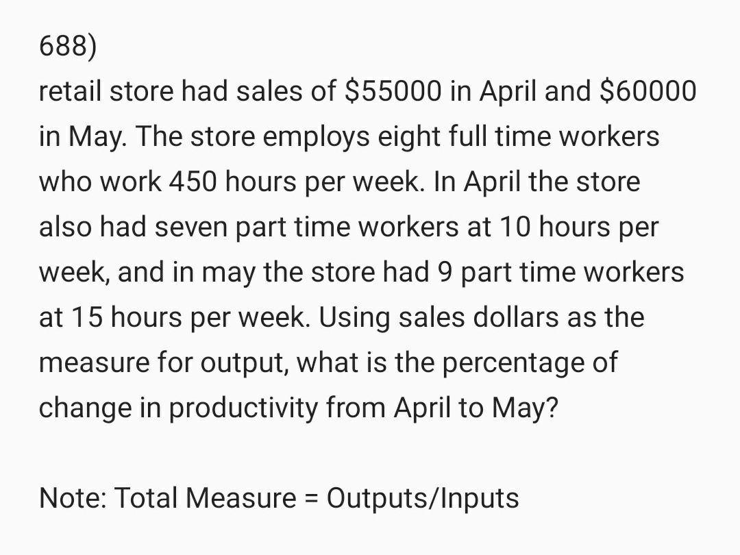 I need the answer as soon as possible 688) retail