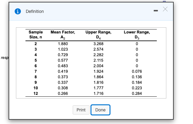 Refer to Table S6.1 - Factors for Computing