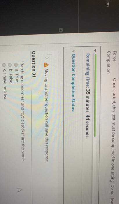 Force Completion Once started, this test must be