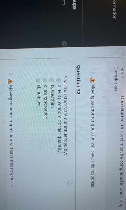 Force Completion Once started, this test must be