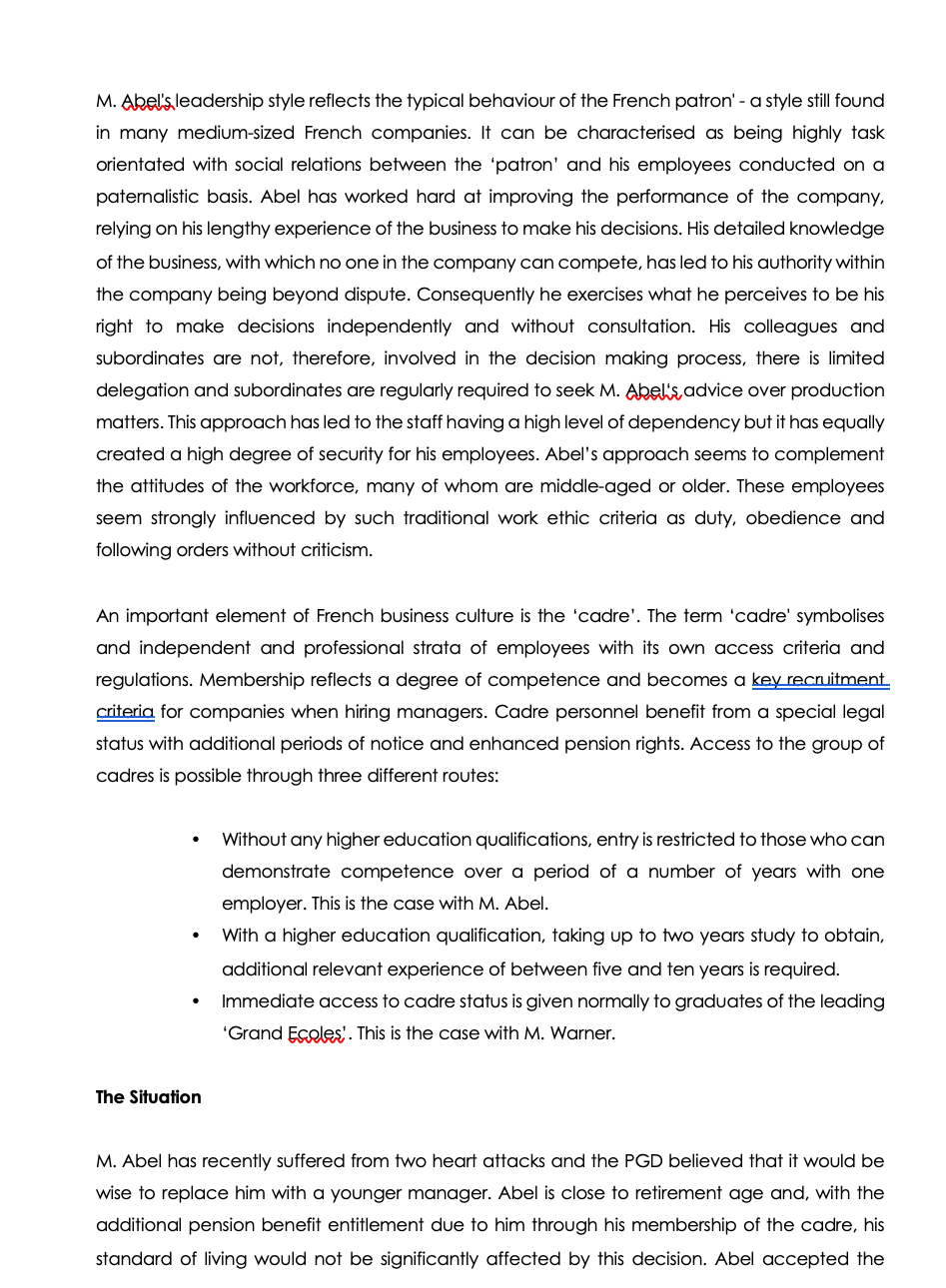 M. Abel's leadership style reflects the typical