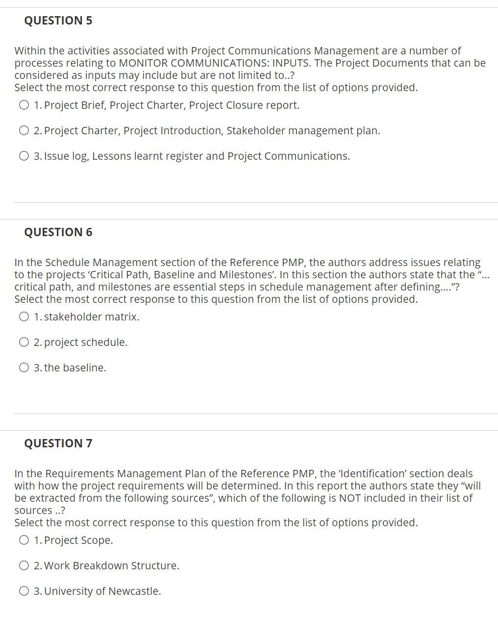 QUESTION 5 Within the activities associated with