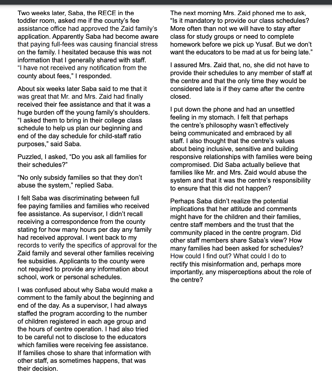 thank you!*1. Going forward, what are some steps that staff could take