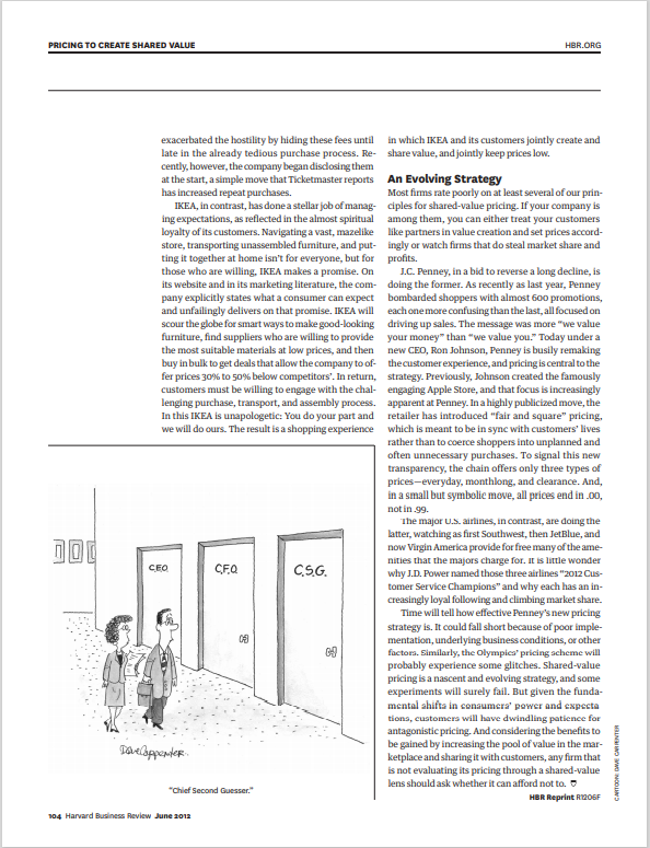 Summarize the above Journal Article - Pricing to