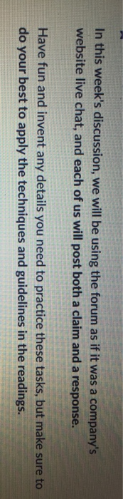 In this week's discussion, we will be using the