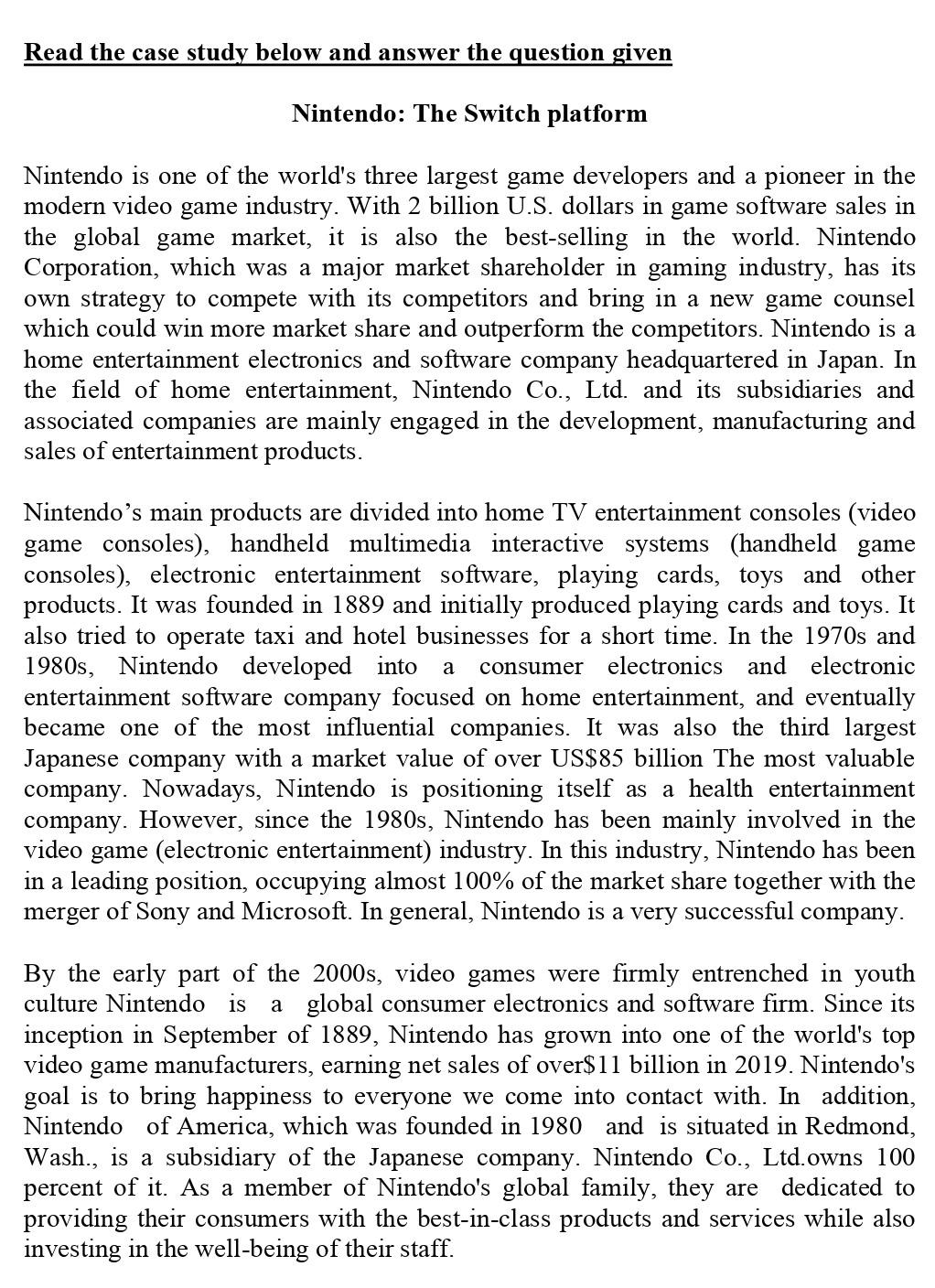 Read the case study below and answer the question