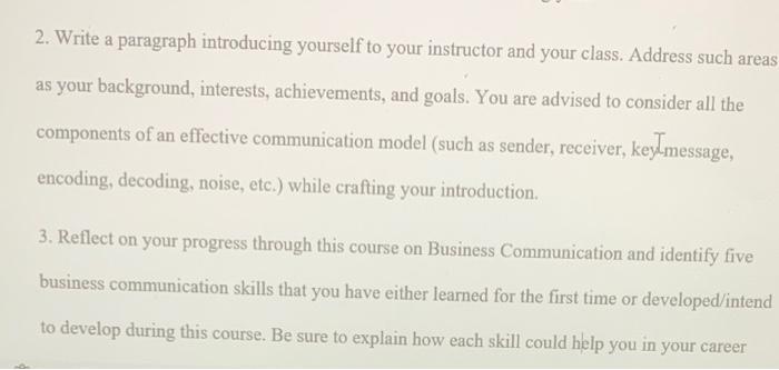 2. Write a paragraph introducing yourself to your