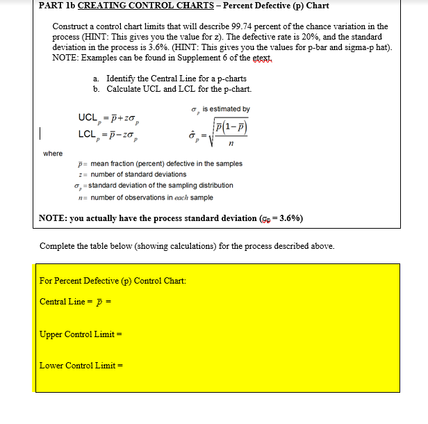 PART 1b CREATING CONTROL CHARTS - Percent