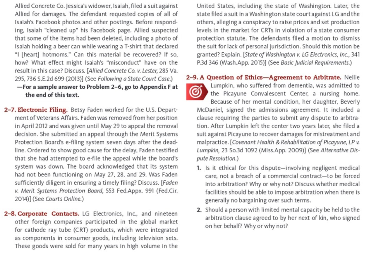 Business Scenario/Case Problems: Need help with