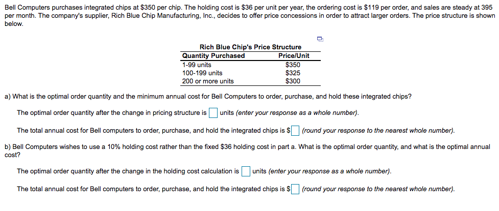 Bell Computers purchases integrated chips at $350