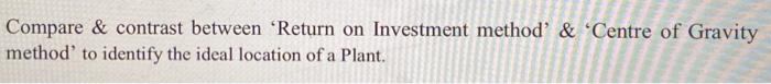 Compare & contrast between 'Return on Investment