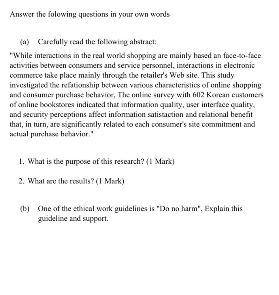 Answer the folowing questions in your own words