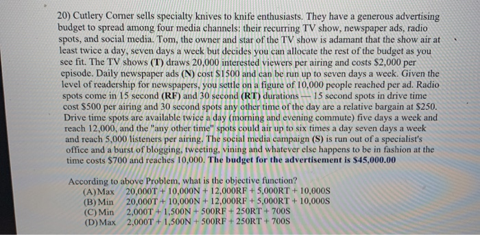 20) Cutlery Corner sells specialty knives to