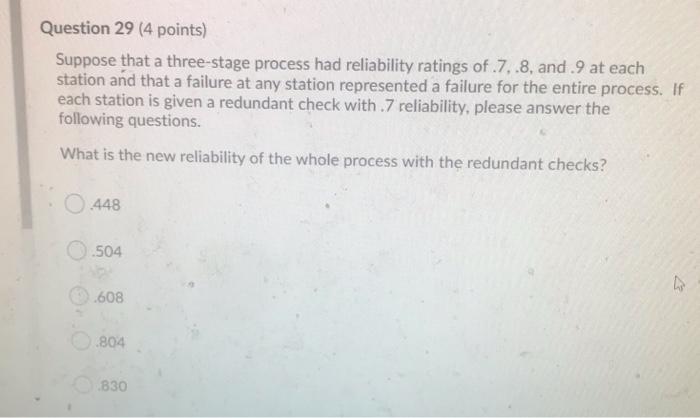 Question 29 (4 points) Suppose that a three-stage