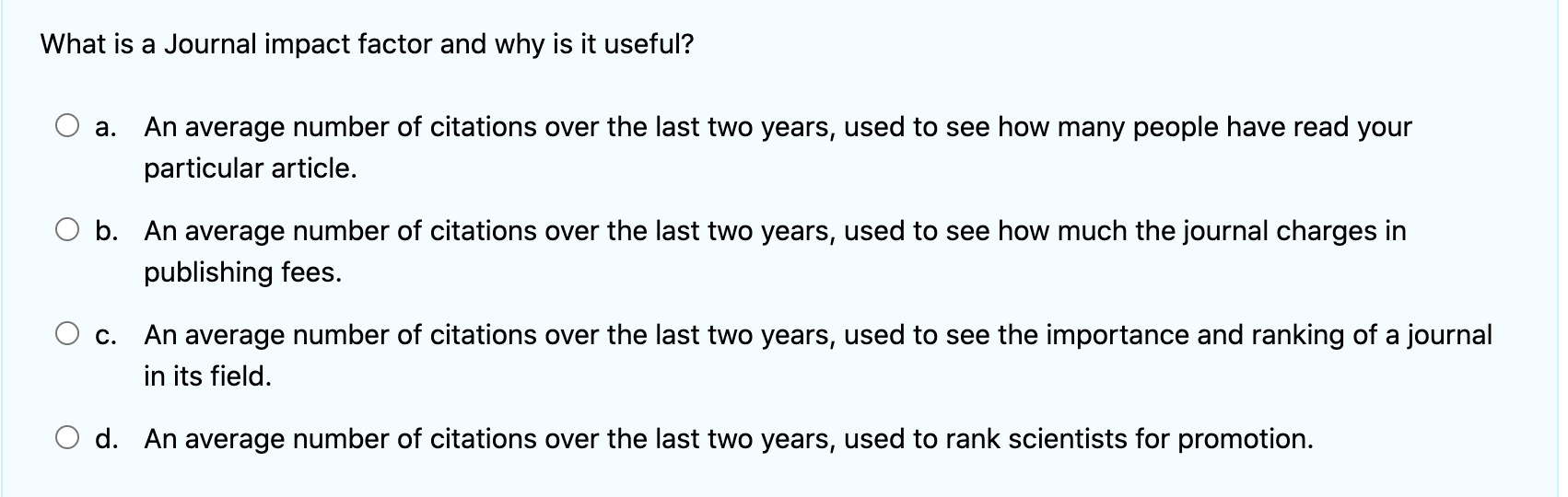 What is a Journal impact factor and why is it