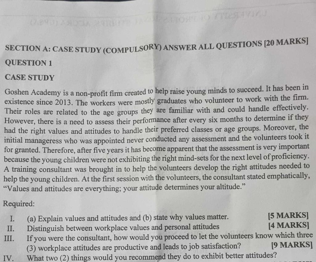 SECTION A: CASE STUDY (COMPULSORY) ANSWER ALL