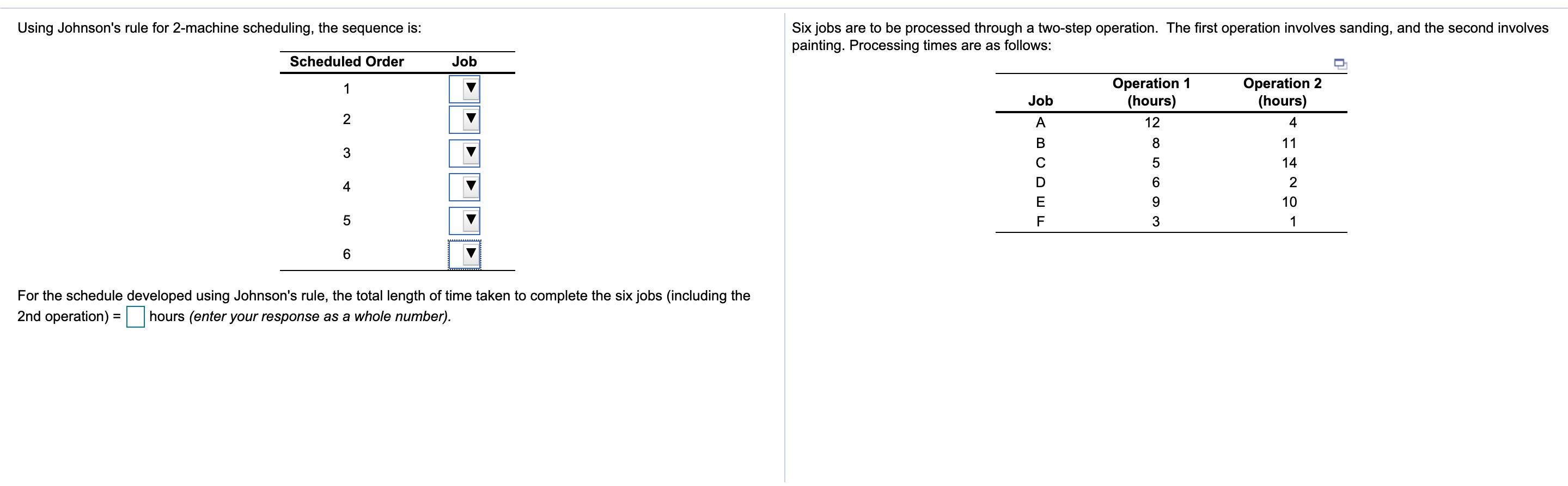 Using Johnson's rule for 2-machine scheduling,