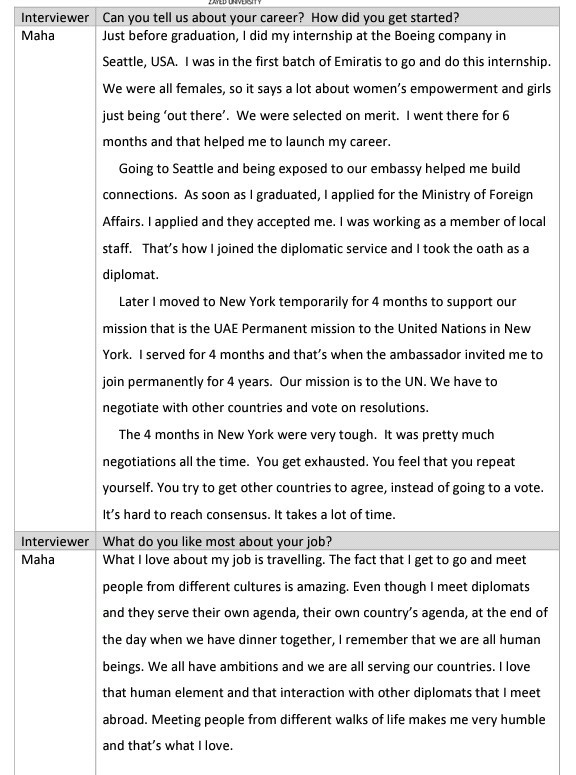 . Required: 4. Read the interview with Maha. Make