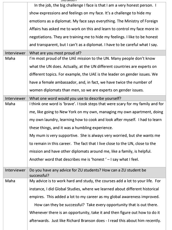 . Required: 4. Read the interview with Maha. Make