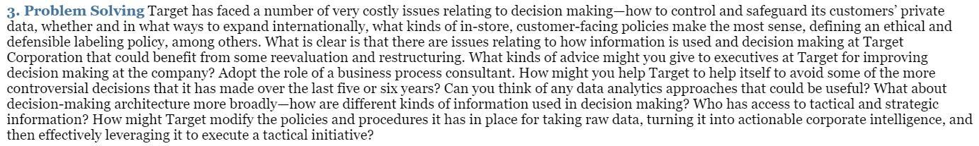3. Problem Solving Target has faced a number of